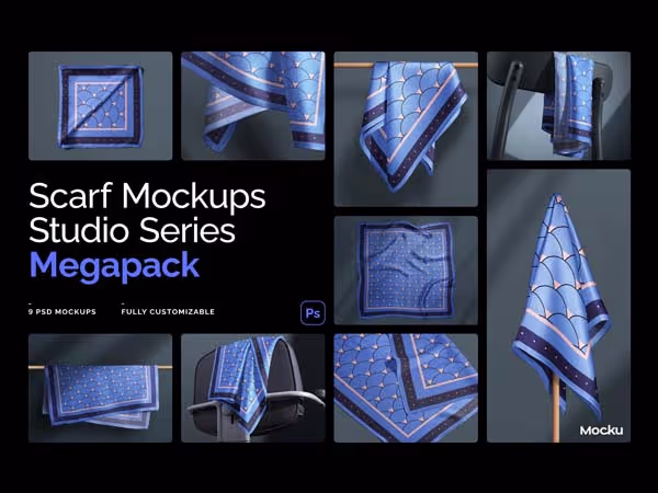 Silk Scarf Mockup Bundle