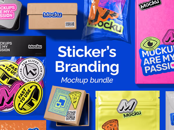 Sticker Branding Mockup Bundle