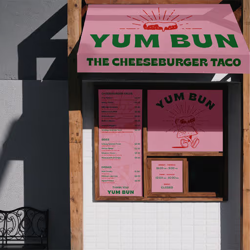Yum Bun - The Cheeseburger Taco – Hospitality & Travel identity by wooo.designs, additional view 2 of 7