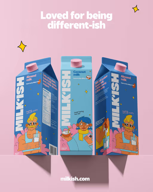 Plant-based milk brand MILK'ISH – Food & Beverage identity by caps-dstudio, additional view 6 of 11