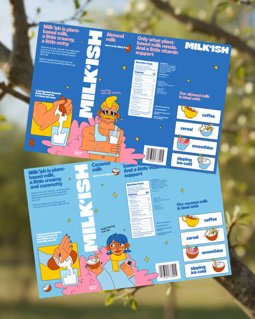 Plant-based milk brand MILK'ISH – Food & Beverage identity by caps-dstudio, additional view 7 of 11