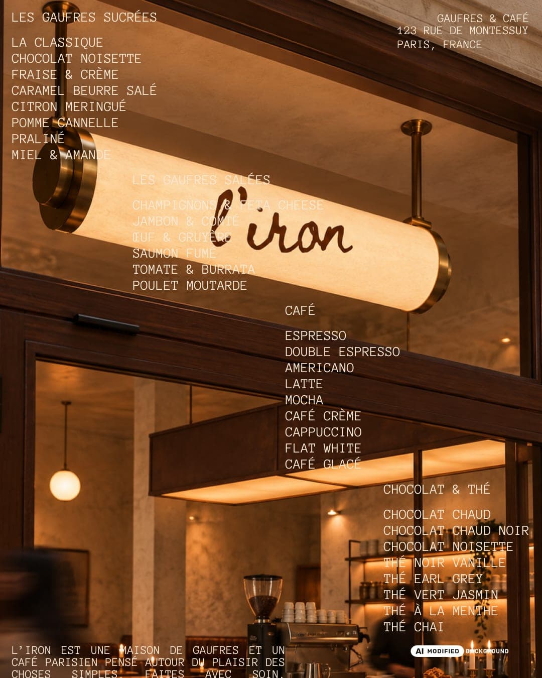 l’iron café – Food & Beverage identity by noboringcreative, additional view 10 of 10, AI MODIFIED · background