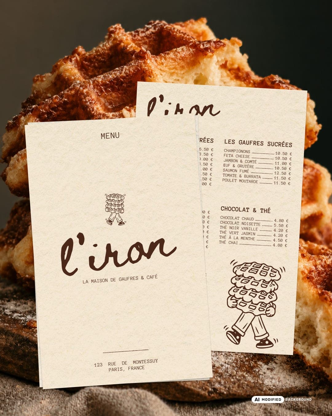 l’iron café – Food & Beverage identity by noboringcreative, additional view 9 of 10, AI MODIFIED · background