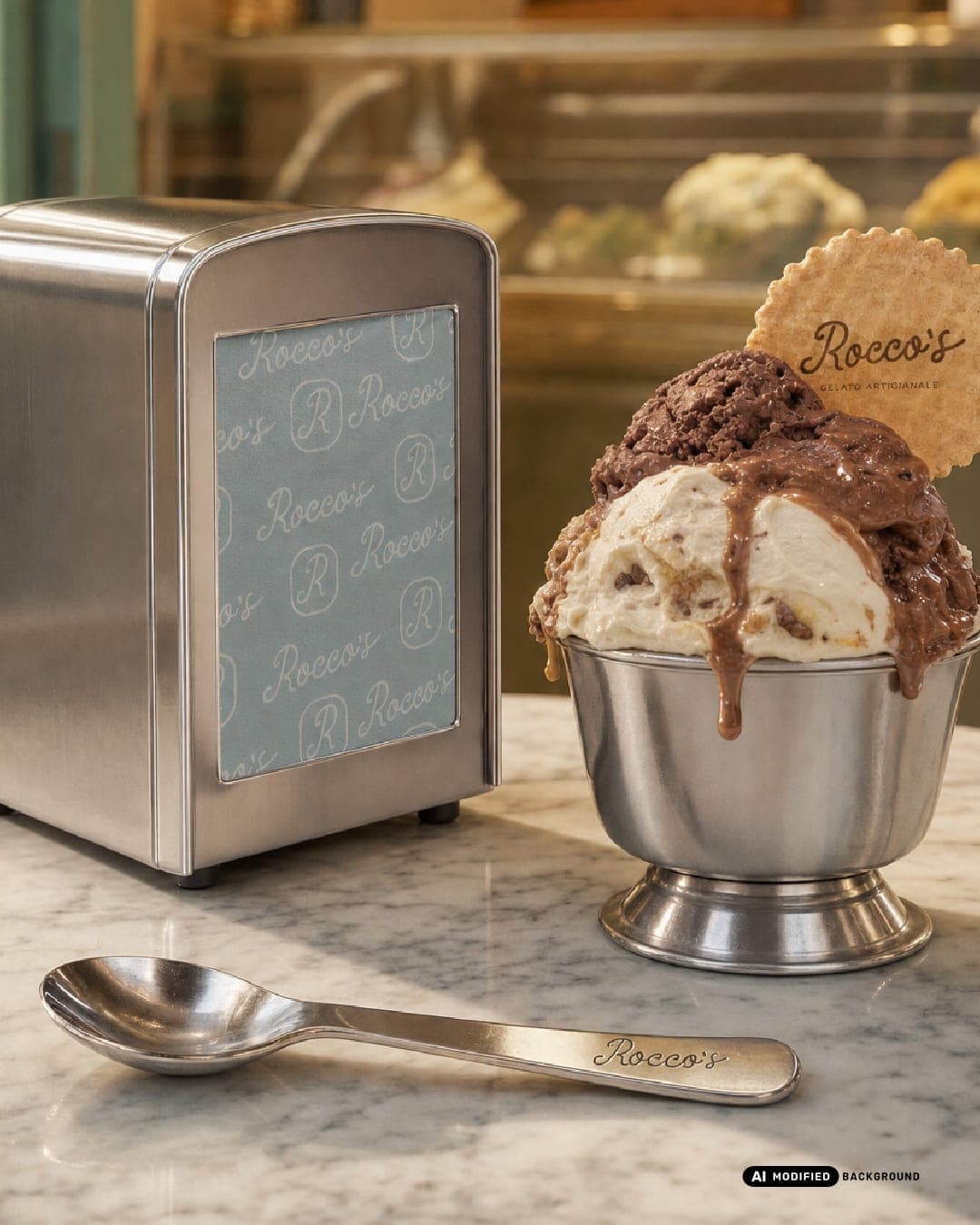 Rocco's – Food & Beverage identity by brandingwithkamelia, additional view 9 of 10, AI MODIFIED · background