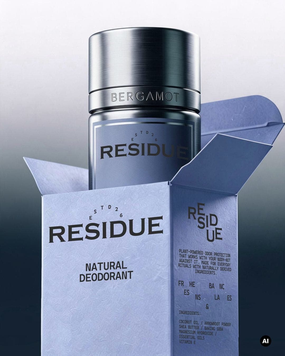 RESIDUE | Natural Deodorant Brand – Beauty & Personal Care identity by syeda maham, additional view 4 of 10, AI