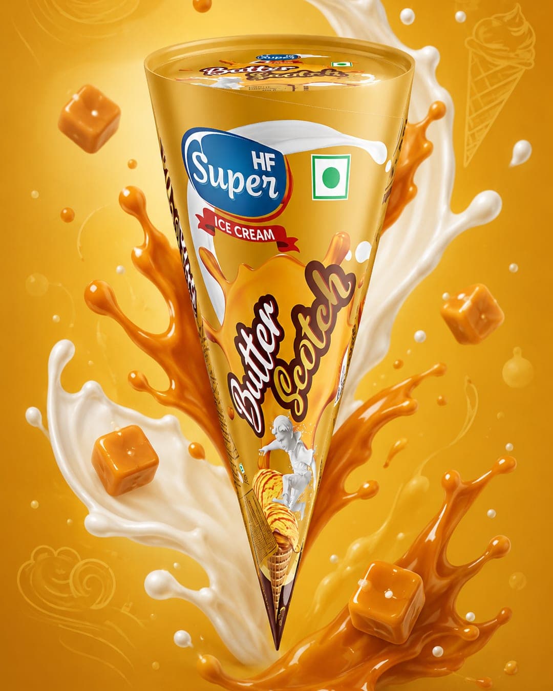 HF Super Four Flavour Ice Cream Cone