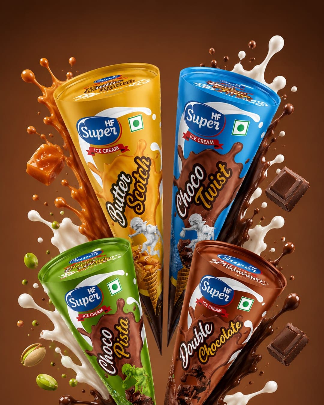 HF Super Four Flavour Ice Cream Cone