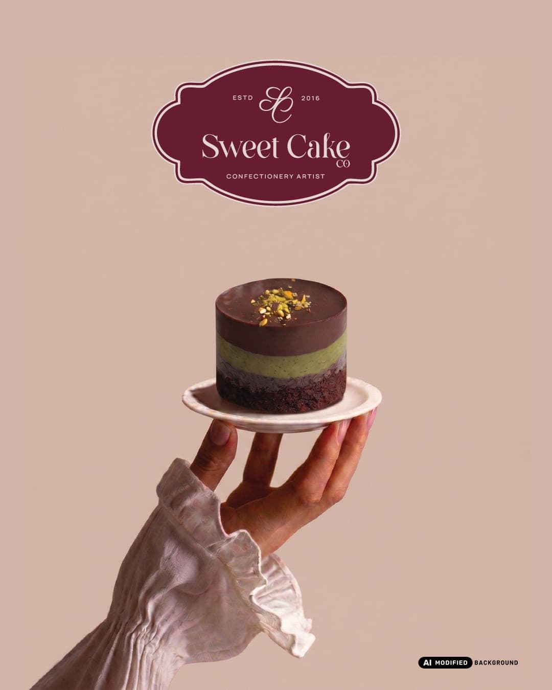 Sweet Cake Co. – Food & Beverage identity by lilyzdesigns, AI MODIFIED · background