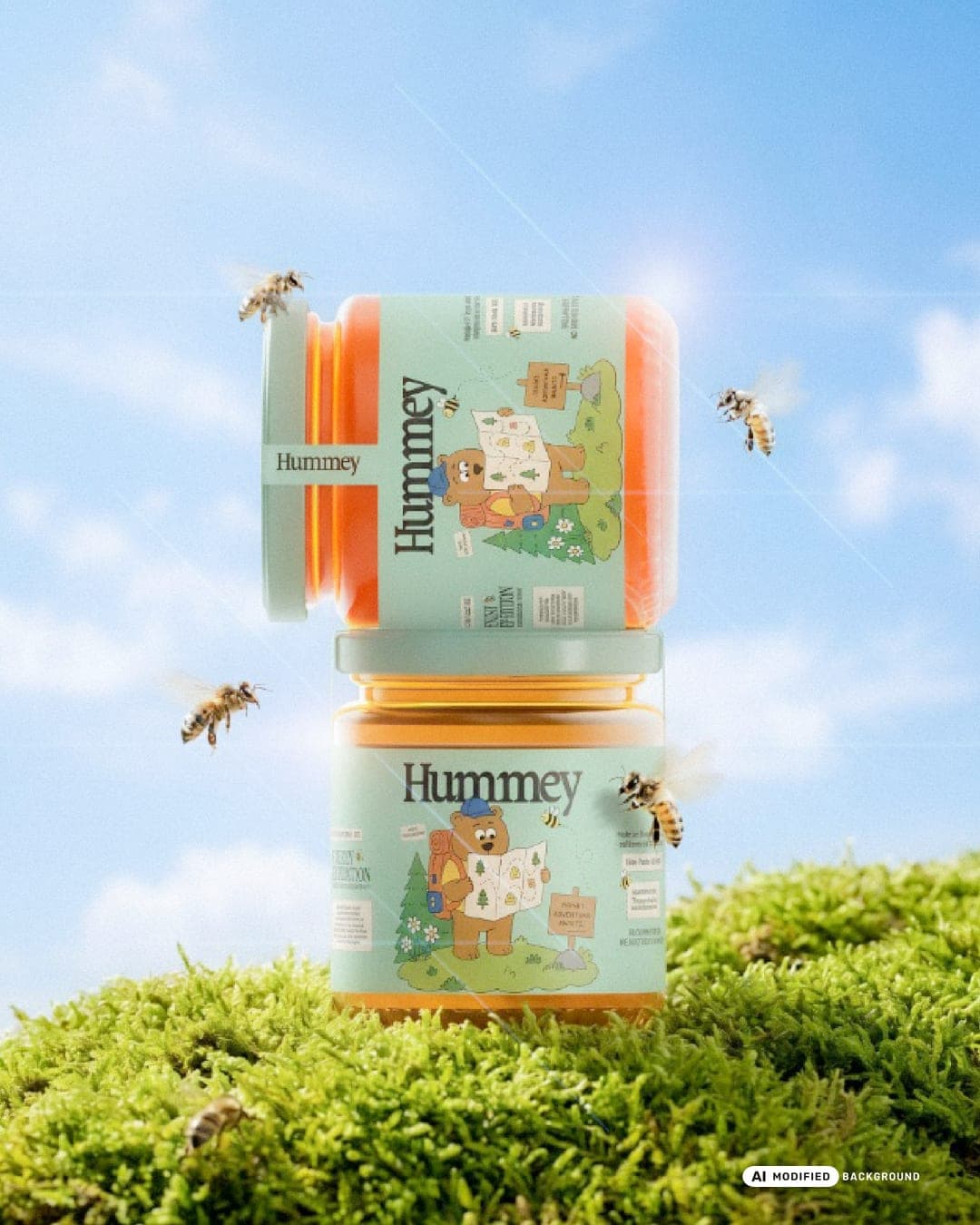 Hummey - honey brand – Food & Beverage identity by Arshmah Designs, AI MODIFIED · background