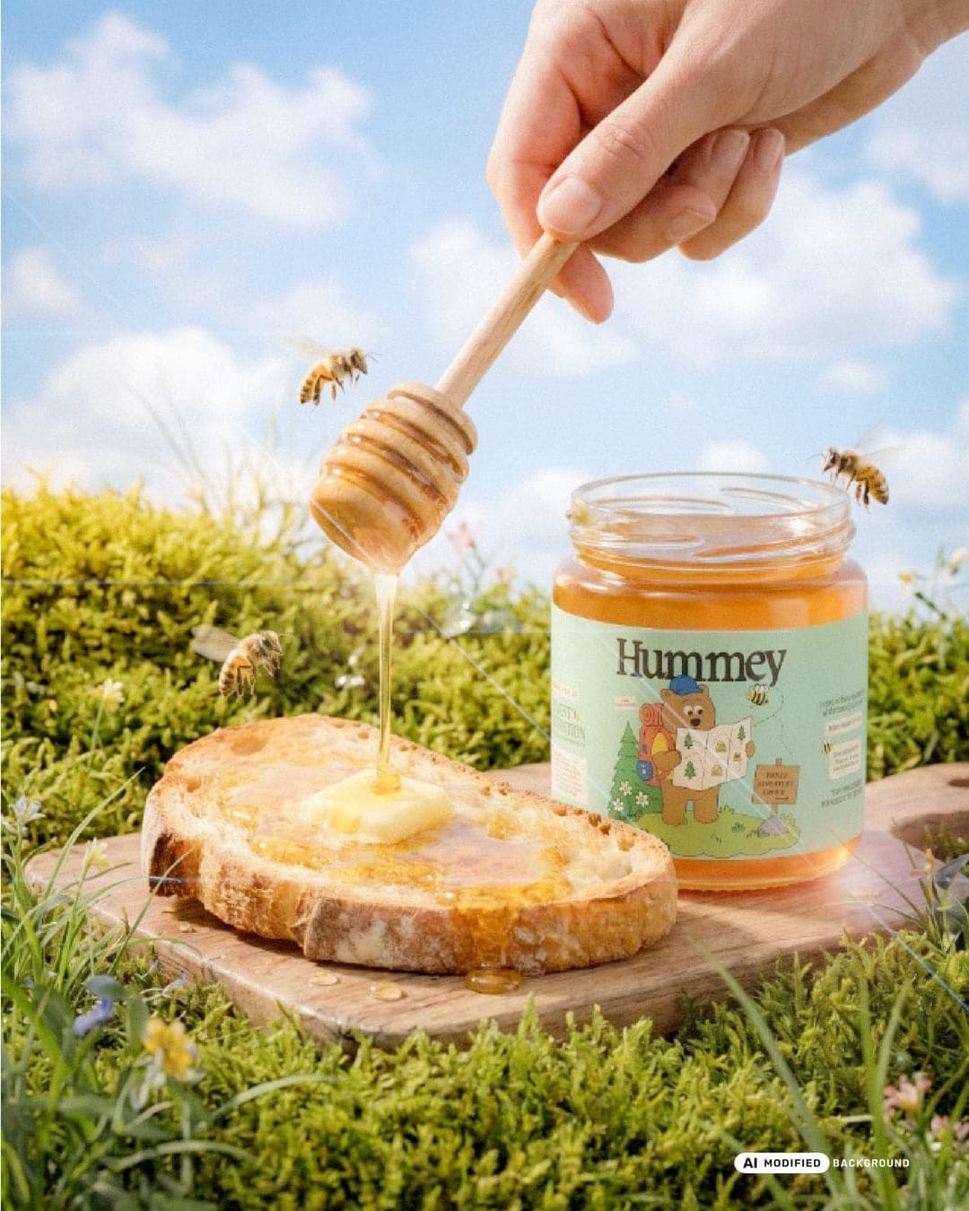 Hummey - honey brand – Food & Beverage identity by Arshmah Designs, additional view 6 of 8, AI MODIFIED · background