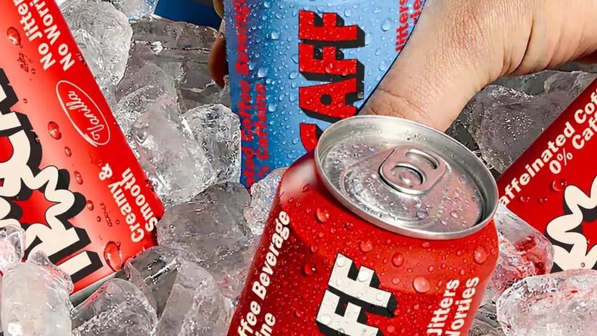 coffee in cans in a full ice cubes bath