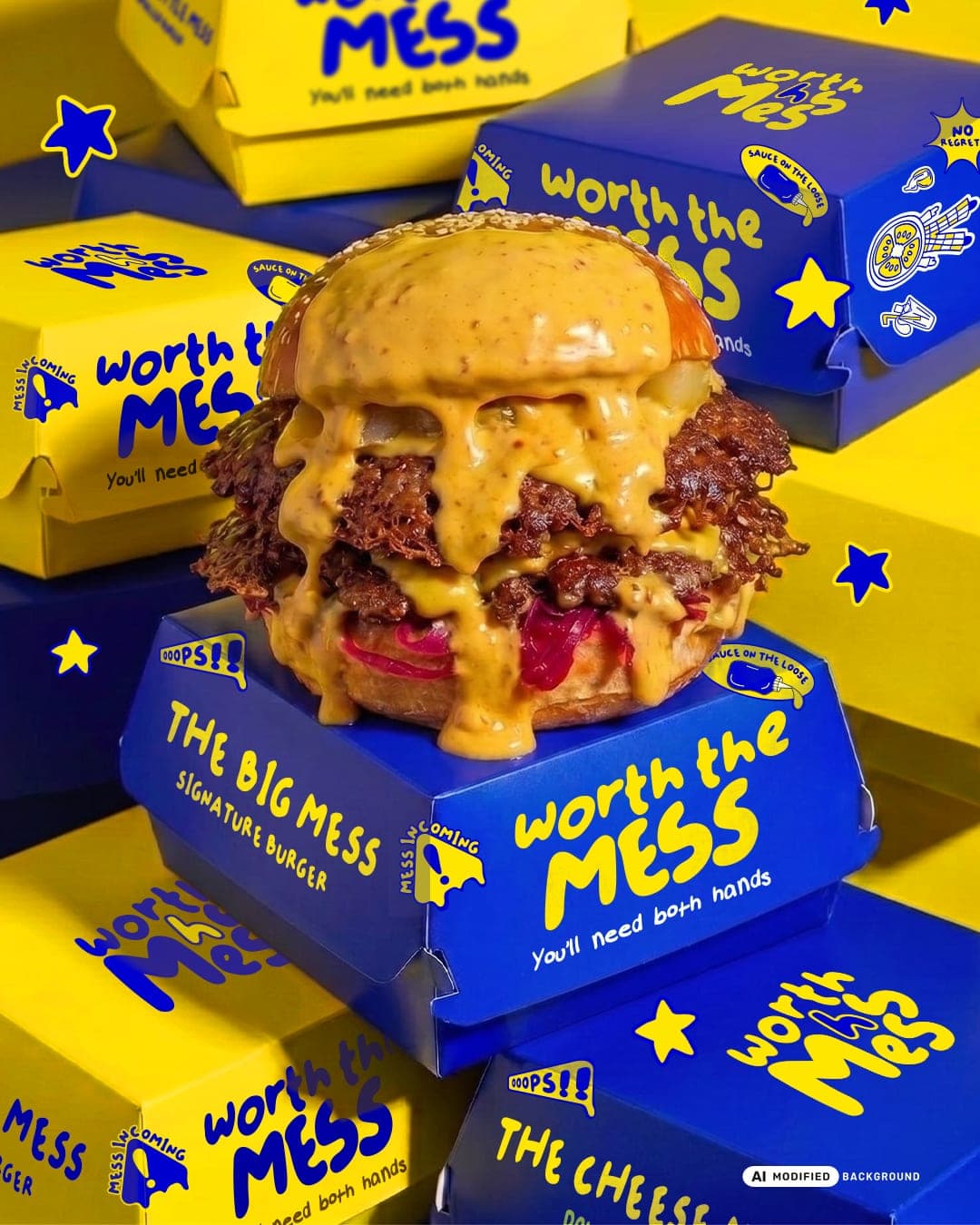 WORTH THE MESS – Food & Beverage identity by Tawakkul Tales, additional view 3 of 10, AI MODIFIED · background