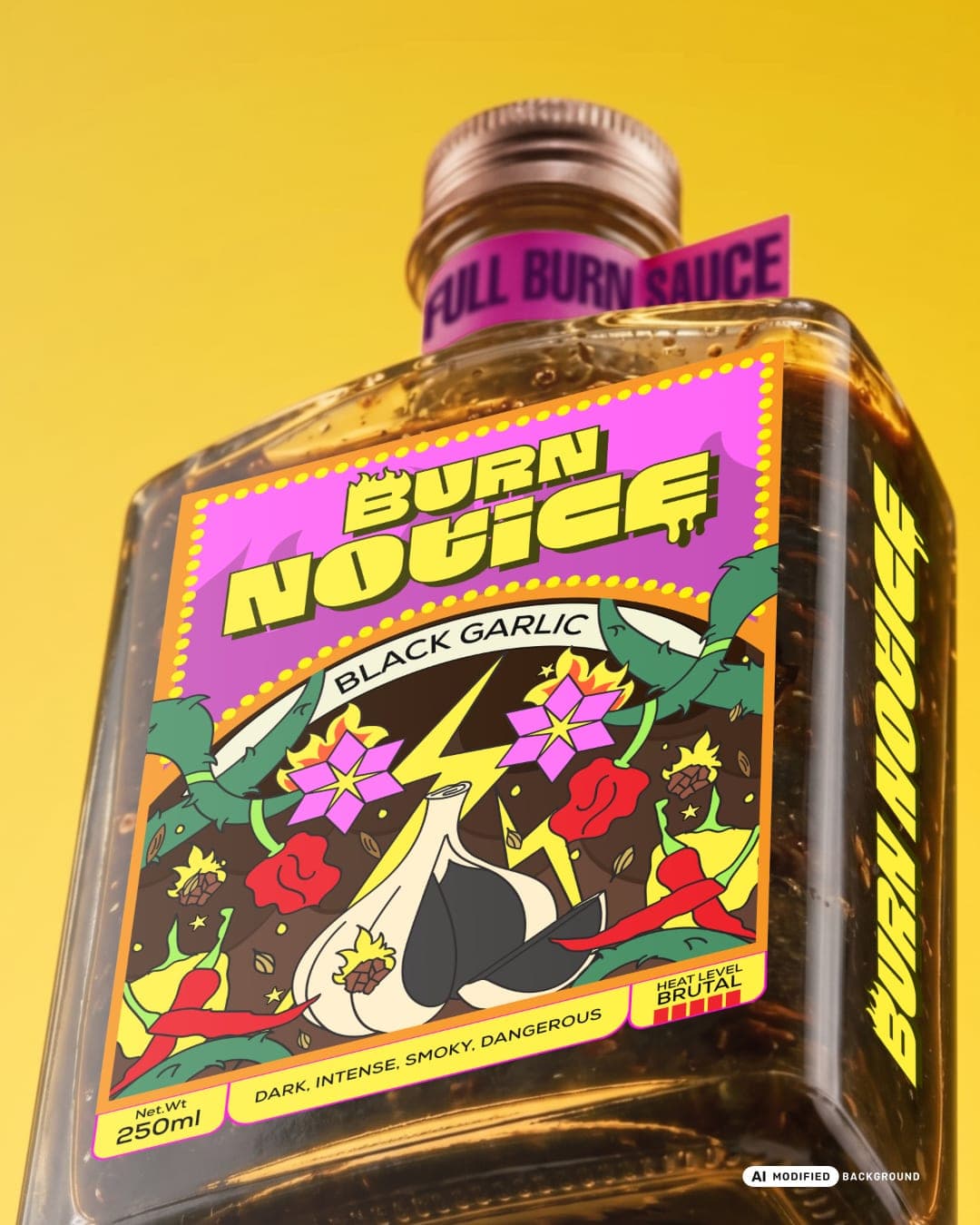 BURN NOTICE – Food & Beverage identity by Tawakkul Tales, additional view 10 of 10, AI MODIFIED · background
