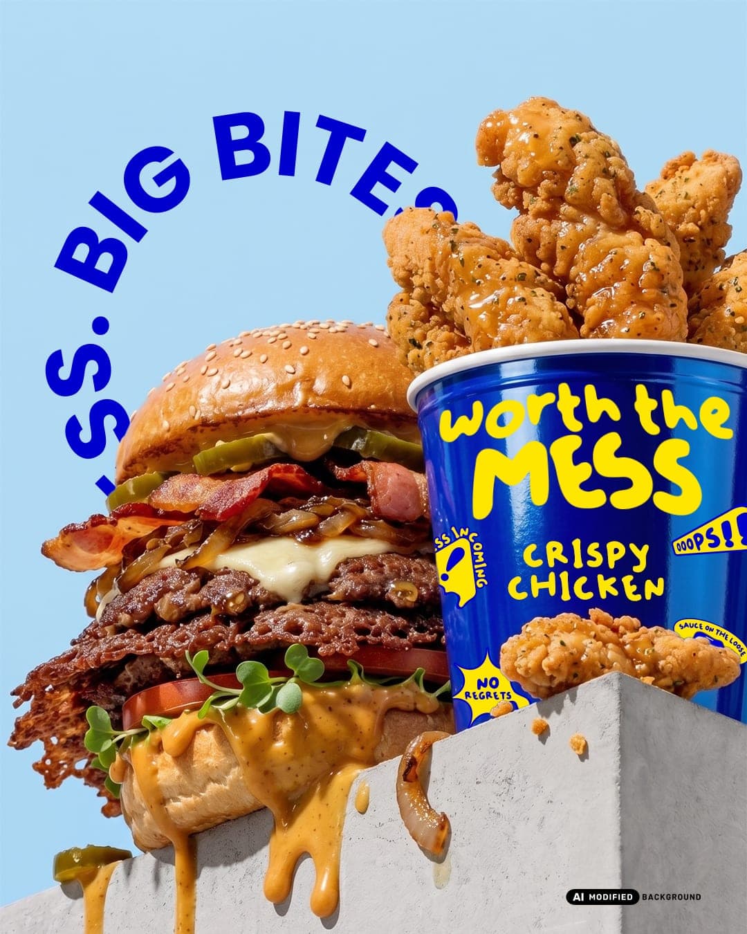 WORTH THE MESS – Food & Beverage identity by Tawakkul Tales, additional view 9 of 10, AI MODIFIED · background