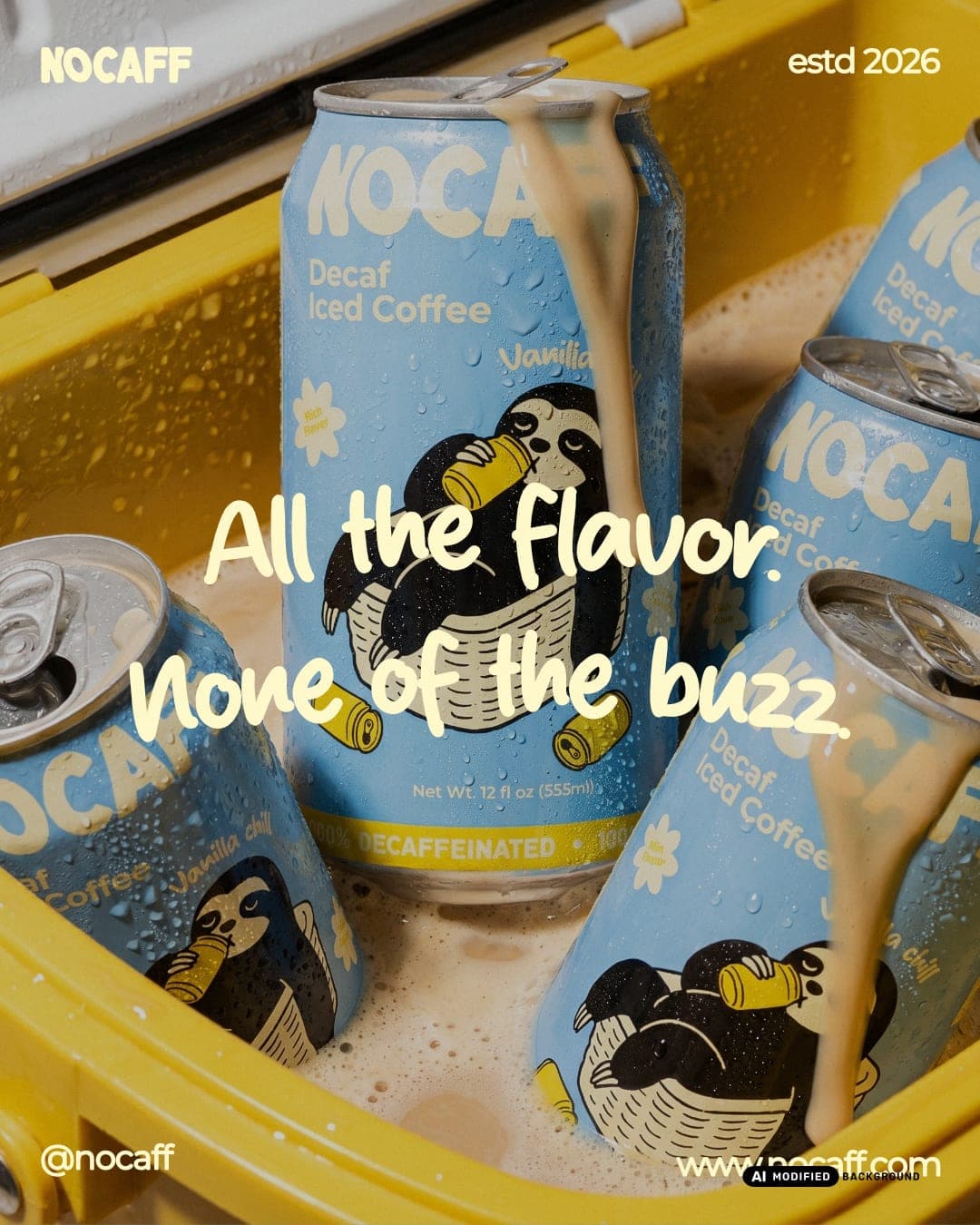 NOCAFF – Food & Beverage identity by Faouzia.design, additional view 10 of 10, AI MODIFIED · background