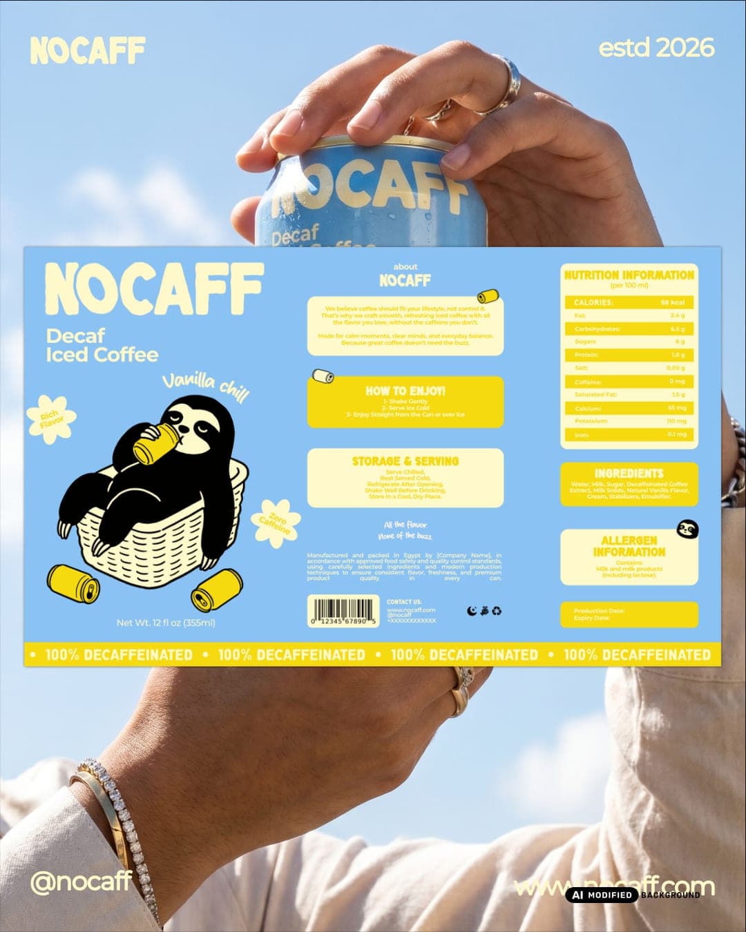 NOCAFF – Food & Beverage identity by Faouzia.design, AI MODIFIED · background