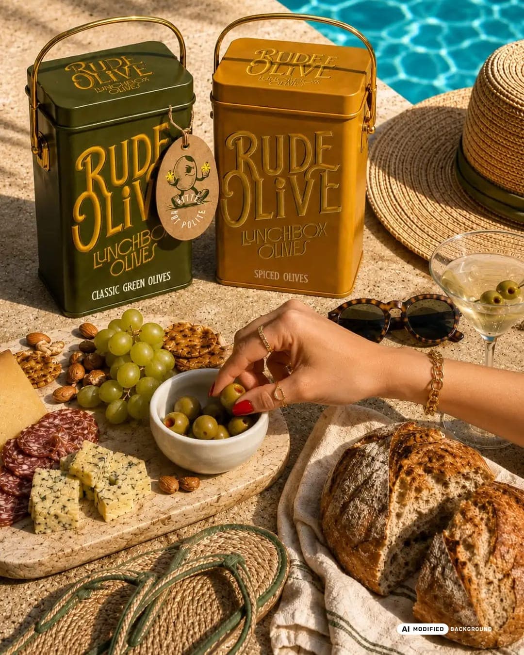 Rude Olive – Food & Beverage identity by Affogato Brand Design, AI MODIFIED · background