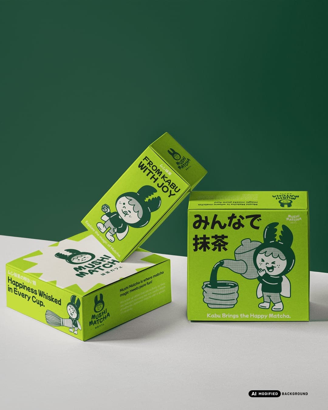 Mushi Matcha – Food & Beverage identity by Studio Moara, additional view 6 of 6, AI MODIFIED · background