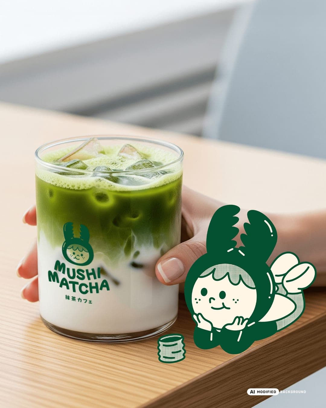 Mushi Matcha – Food & Beverage identity by Studio Moara, additional view 5 of 6, AI MODIFIED · background