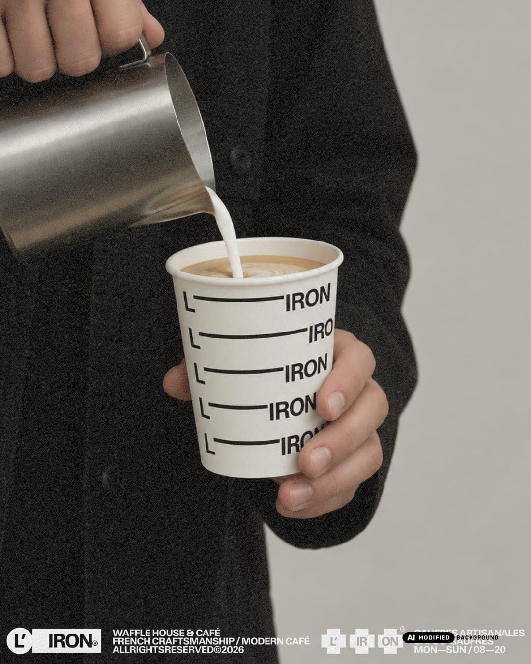 L'IRON Waffle & Cafe – Food & Beverage identity by made.w.athaa, additional view 10 of 10, AI MODIFIED · background