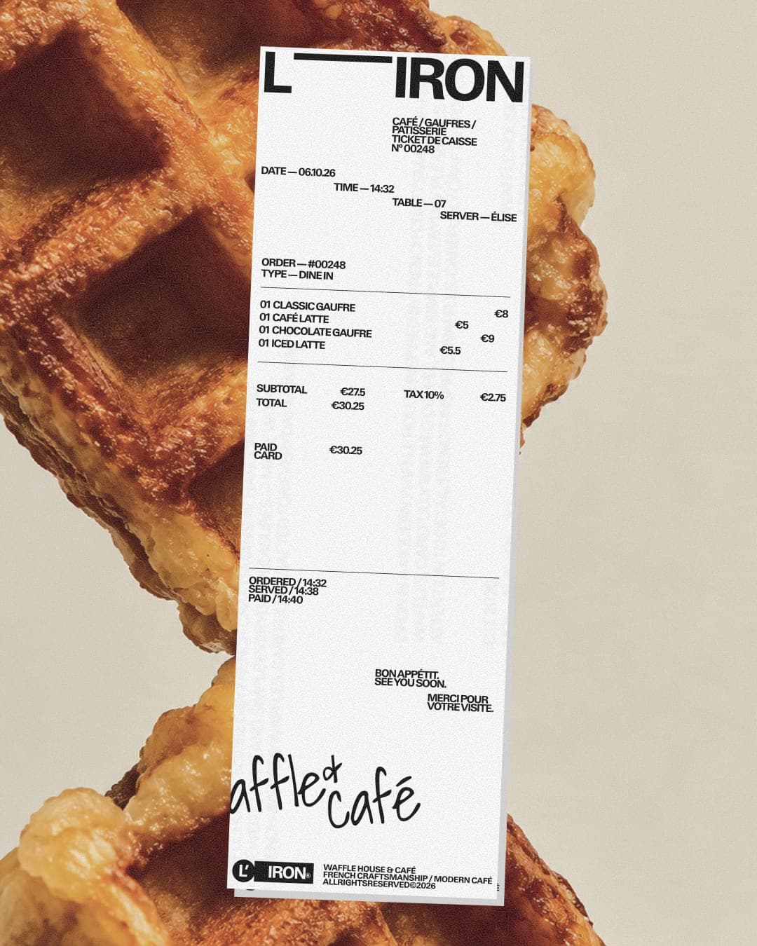 L'IRON Waffle & Cafe – Food & Beverage identity by made.w.athaa, additional view 5 of 10